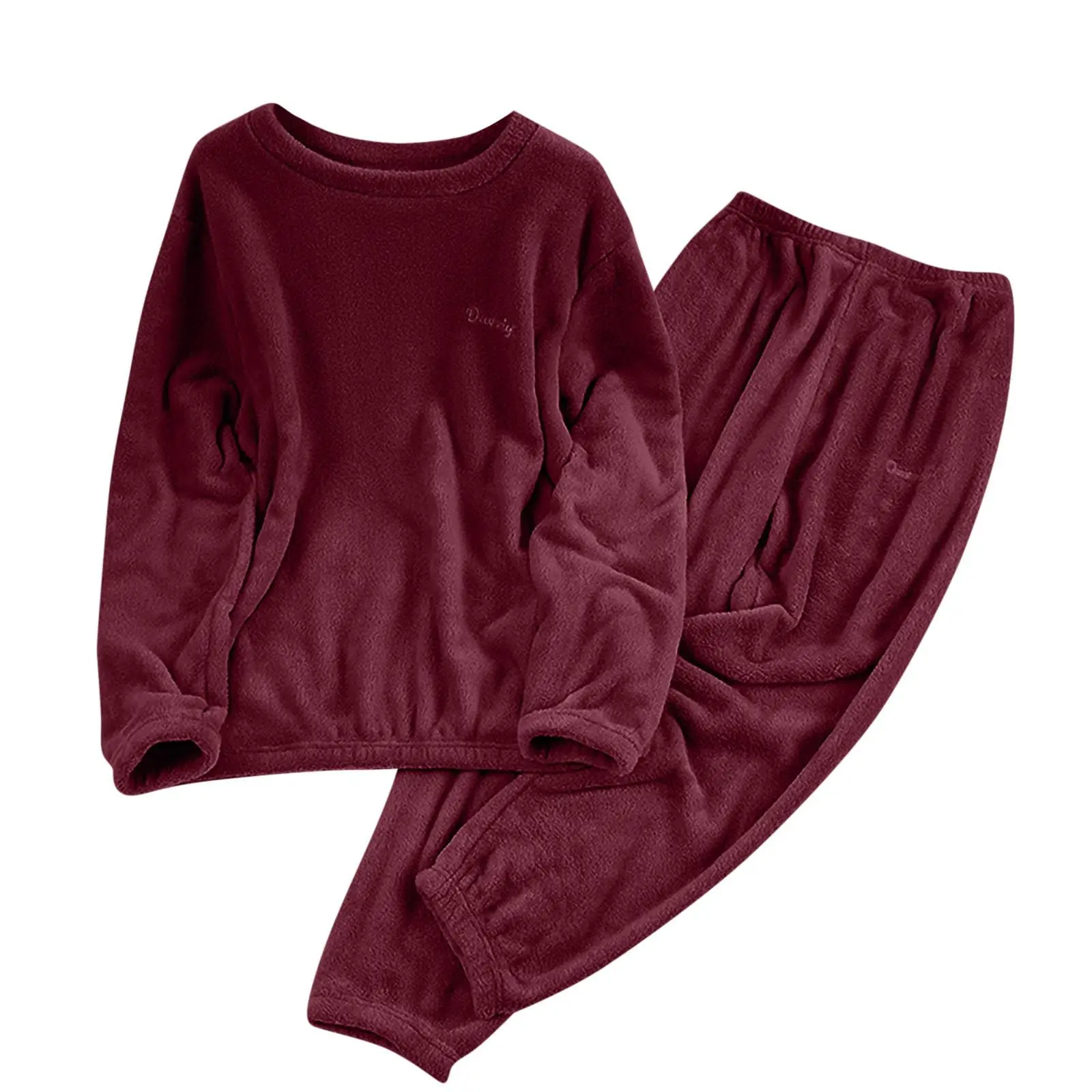 Women's Two-Piece Set Comfortable Sleepwear Warm Coral Fleece Pajama Set Double-Sided Velvet Loose Casual Home Wear 2025
