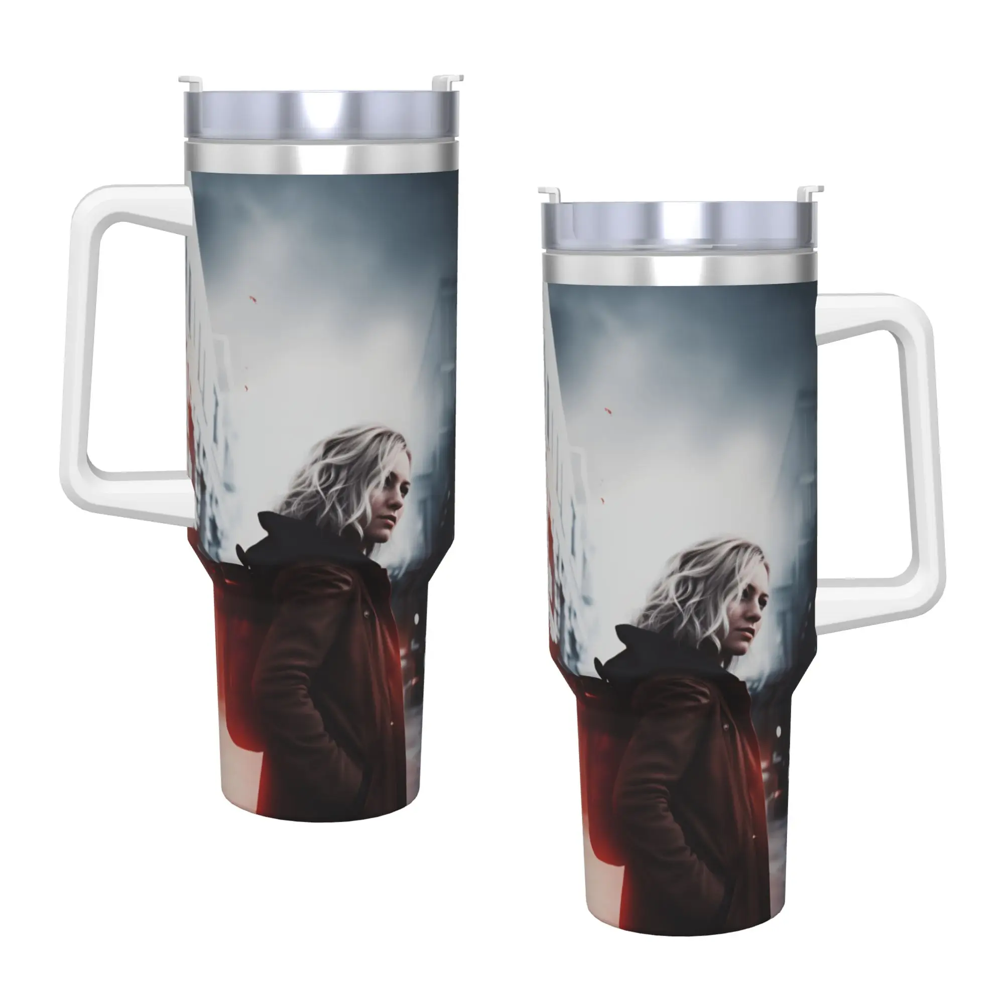 Stainless Steel Tumbler Residents Evils Car Mugs With Straws  Driving Hot Drinks Water Bottle Insulated Large Coffee Mug