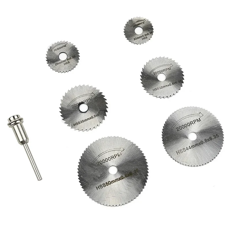 7PCS Saw Blade Set Mini HSS Circular Saw Blades for Wood Metal Plastic Cutting Wheel Discs Rotary Tools Accessories Cutter Disks