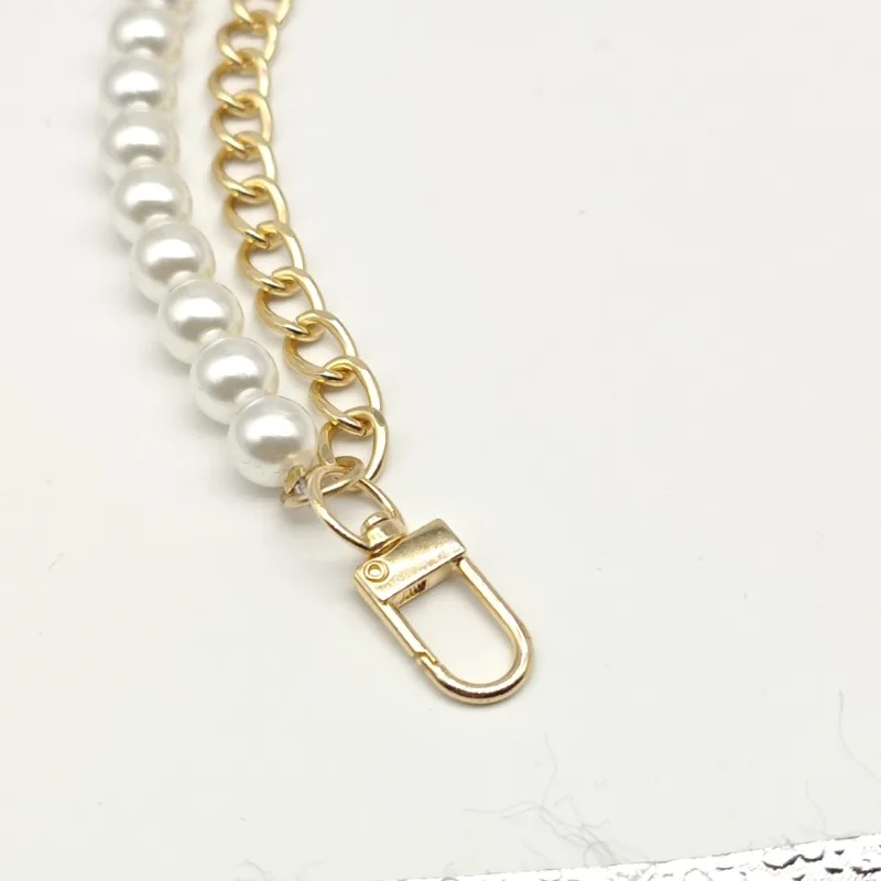 1Pcs Pearl Cell Phone Purse Chain Short Handle Replacement Bag Chain Strap Metal Shoulder Chain Handbag - view 6