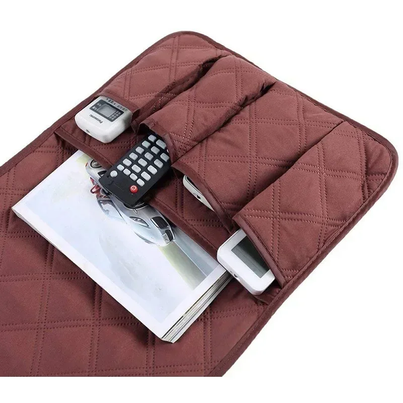 Sofa Armrest Organizer with 5 Pockets and Cup Holder Tray Couch Armchair Hanging Storage Bag for Cellphone TV Remote Control
