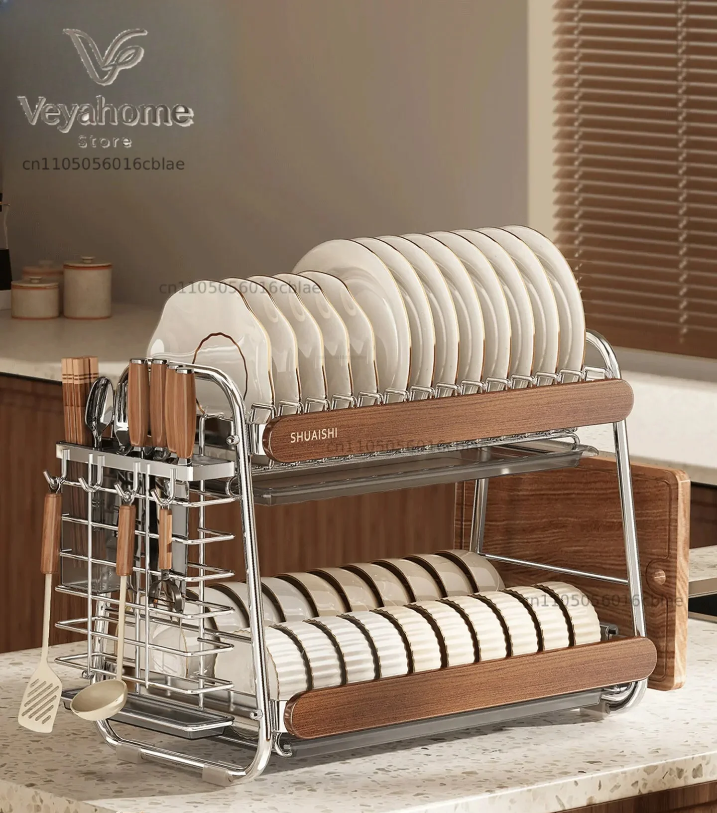 Shuaishi stainless steel dish storage rack, new kitchen rack, countertop, multi-functional bowl, chopstick plate, drain bowl