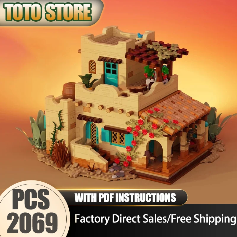

Moc Building Blocks Modular Sunset Ranch Model Technology Bricks City Street View Model DIY Assembly Construstion Gifts Toys