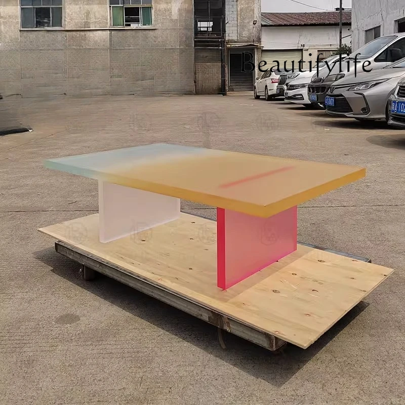 

Nordic coffee table acrylic transparent matte rectangular coffee table light luxury modern simple corner table