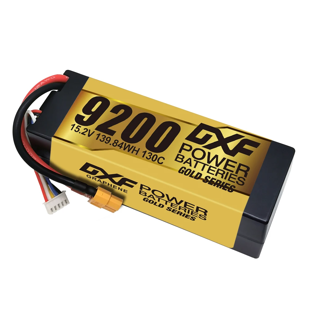 DXF 4S Lipo Battery 15.2V HV 9200mAh 130C Graphene Gold Version Racing HardCase for RC Car Truck Evader BX Truggy 1/8 Buggy