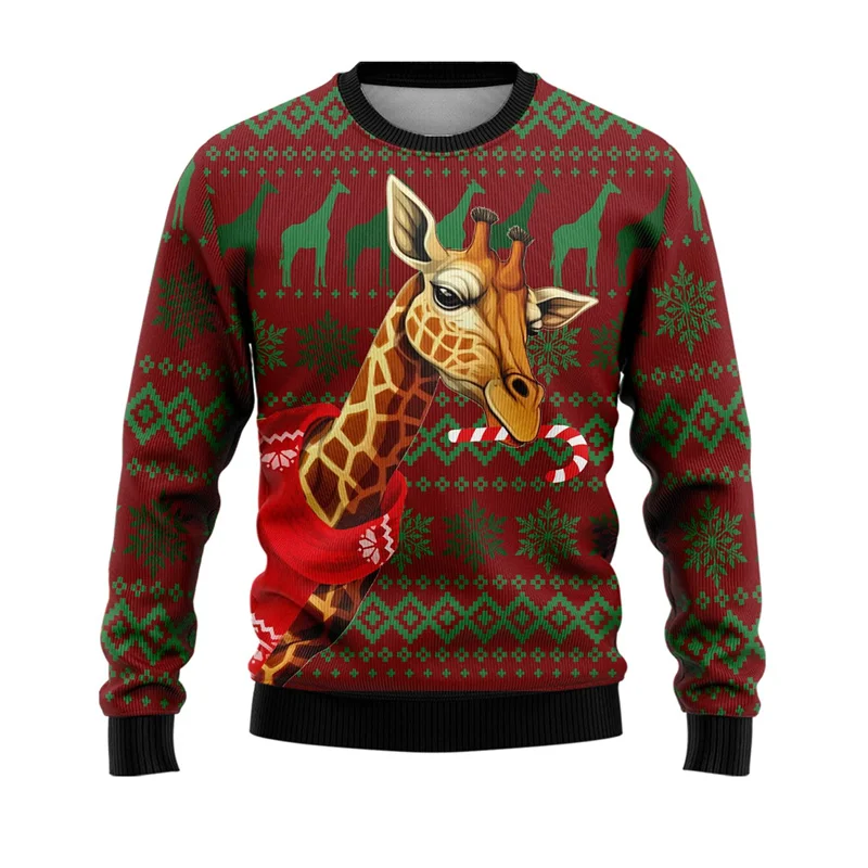 Men Sweater Giraffe Bee Hedgehog Graphic Sweatshirts Men Women Pet Ugly Christmas Sweaters For Kids Clothes Crewneck Pullover