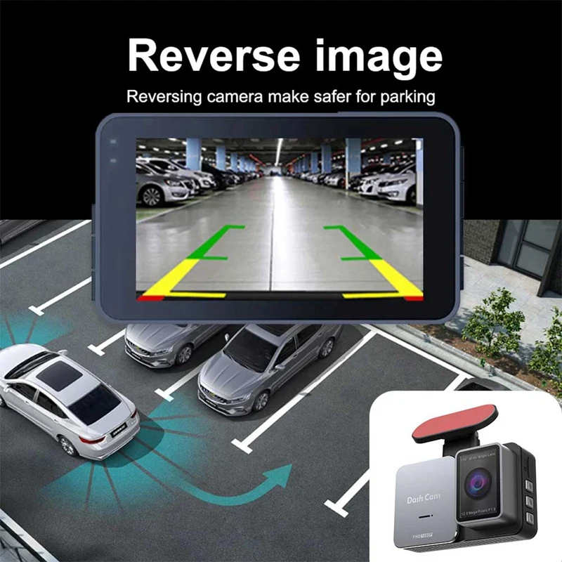 Car DVR Dashcam IPS Dual Lens Auto FHD1080P Parking Monitoring Camcorder Rear Camera