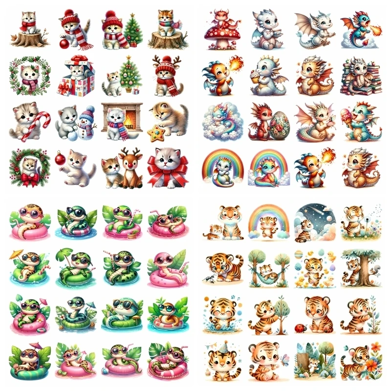 14CM Snake Tiger Boxing Girl heat transfer iron on printing vinyl stickers T-shirt stickers DIY Toy doll clothing decoration