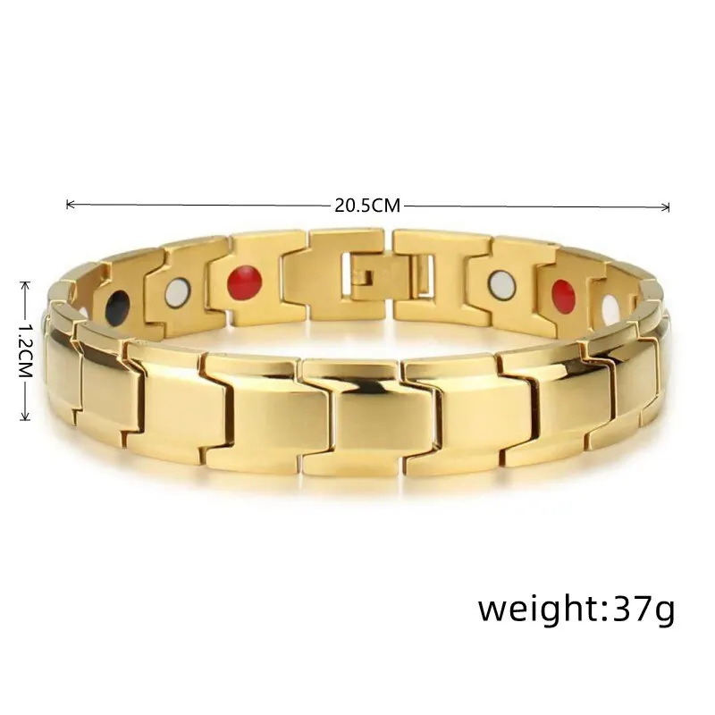 1pcs Gold-color Bracelet Men And Women Universal Style Luxury Style Oil Dripping With Soldered Magnets Detachable Jewelry