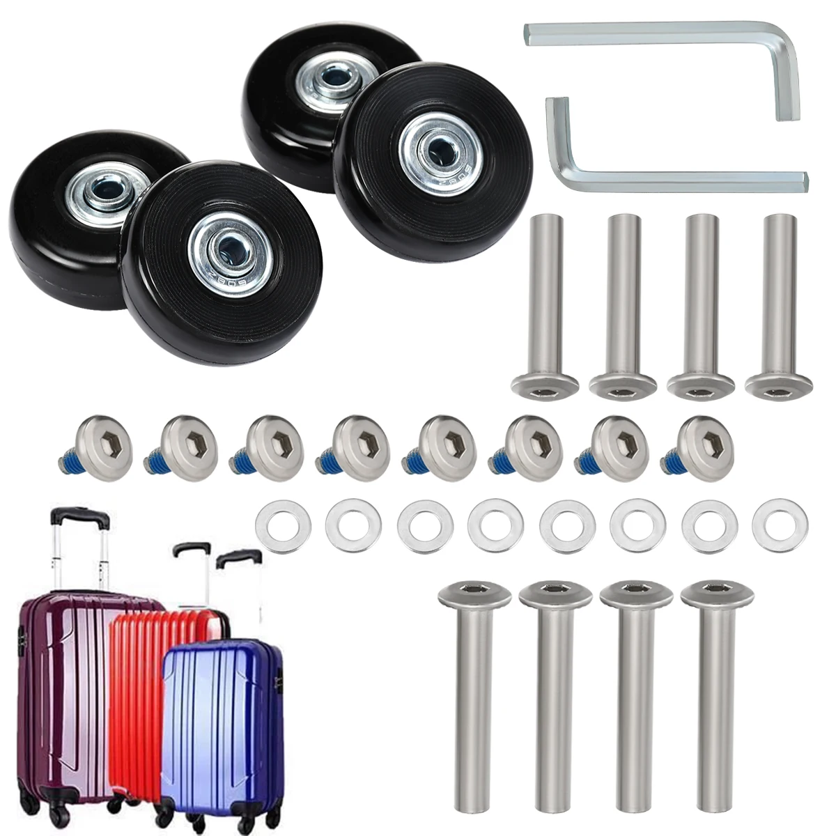 Mute trolley case travel luggage suitcase universal card maintenance accessories wheels