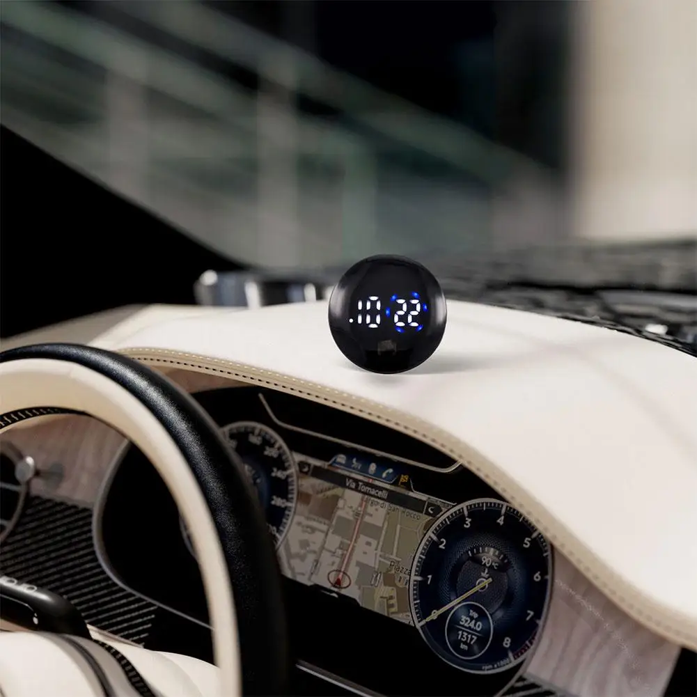 ساعة رقمية للسيارة، عصا LED على لوحة القيادة، عرض الوقت لسيارة شاحنة مكتب المنزل، دائرة زرقاء، ضوء أبيض، ساعة أوتوماتيكية مستديرة صغيرة #3