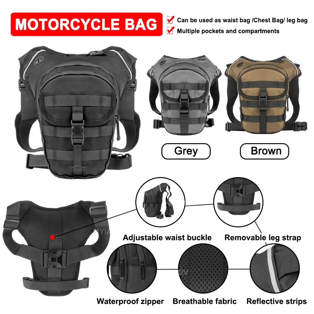 Motorcycle Waist Bag Drop Leg Bag Hip Bum Multi-Function Outdoor Motorbike Riding Chest Bag Travel Phone Purse Fanny Pack Bags