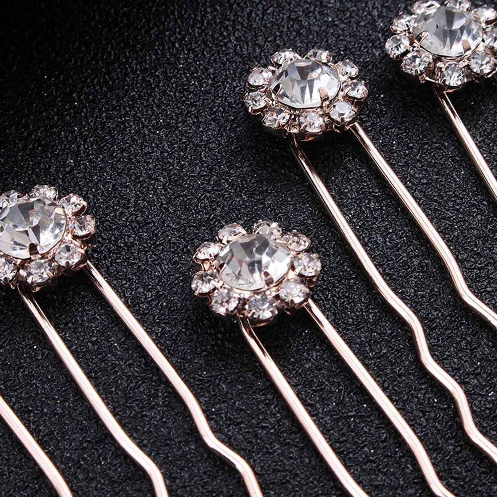 

12 Pcs Flower Hair Fork Bridal Accessories Party Pins Simple Wedding Clips Cute Hairpin Decorative Bridesmaid
