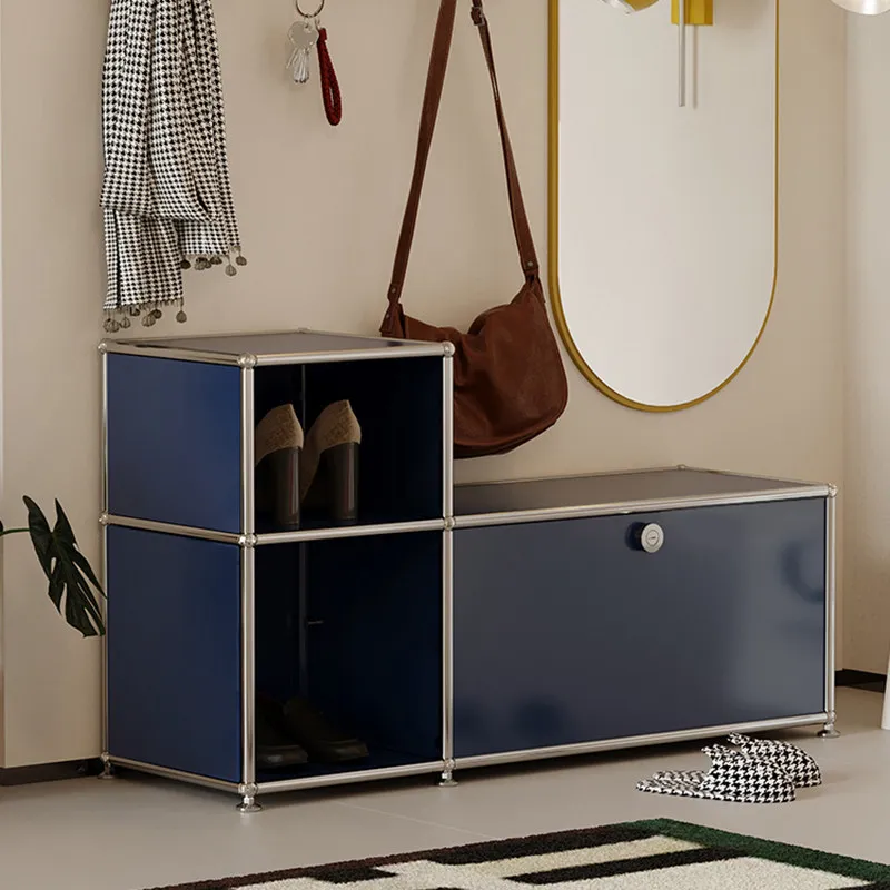 Medieval stainless steel module combination shoe cabinet minimalist style household integrated storage chest cabinet storage