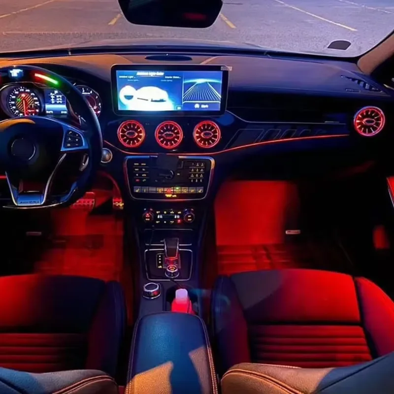 Car Interior Ambient Lighting with 12 Color Decor Atmosphere Light for Mercedes W117 W156 W176
