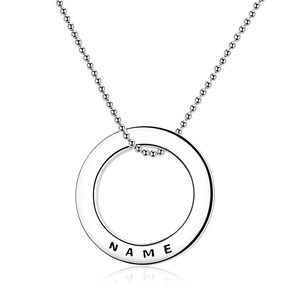 

Strollgirl 925 Sterling Silver Linked Circle Necklace Personalized Customization Engraved Name Necklace Valentines Day Gift