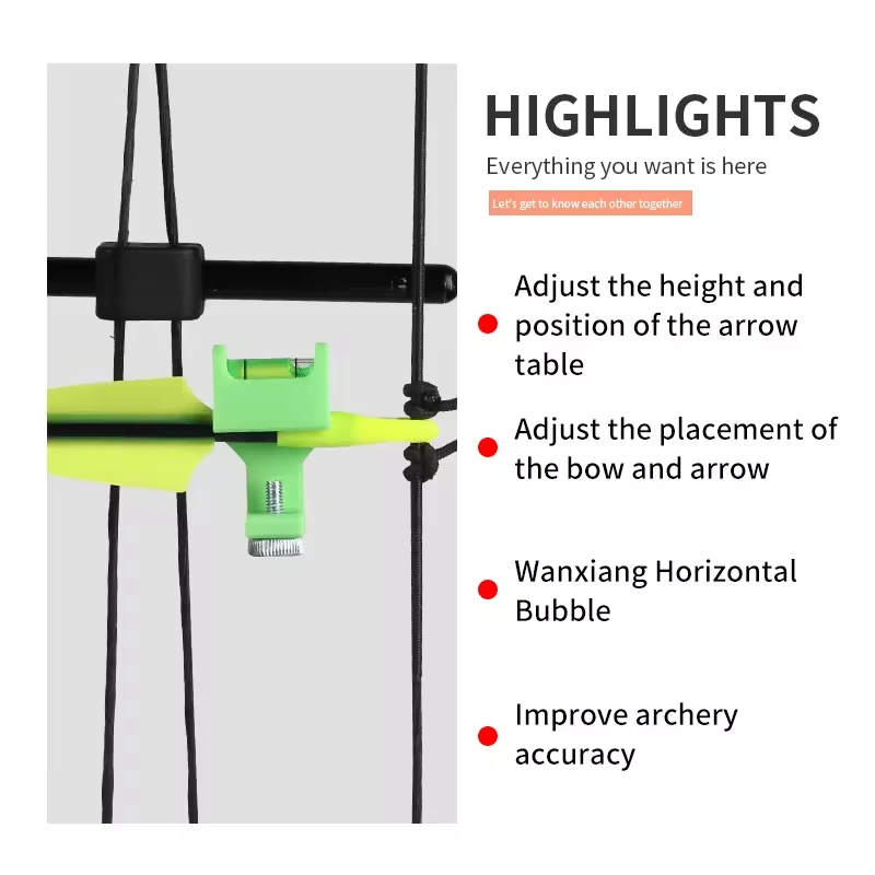 Bow Sight and Rest Level Bowstring Alignment Tuning Tool 360° ABS Bubble Level Kit Compound Recurve Bow Archery Accessory