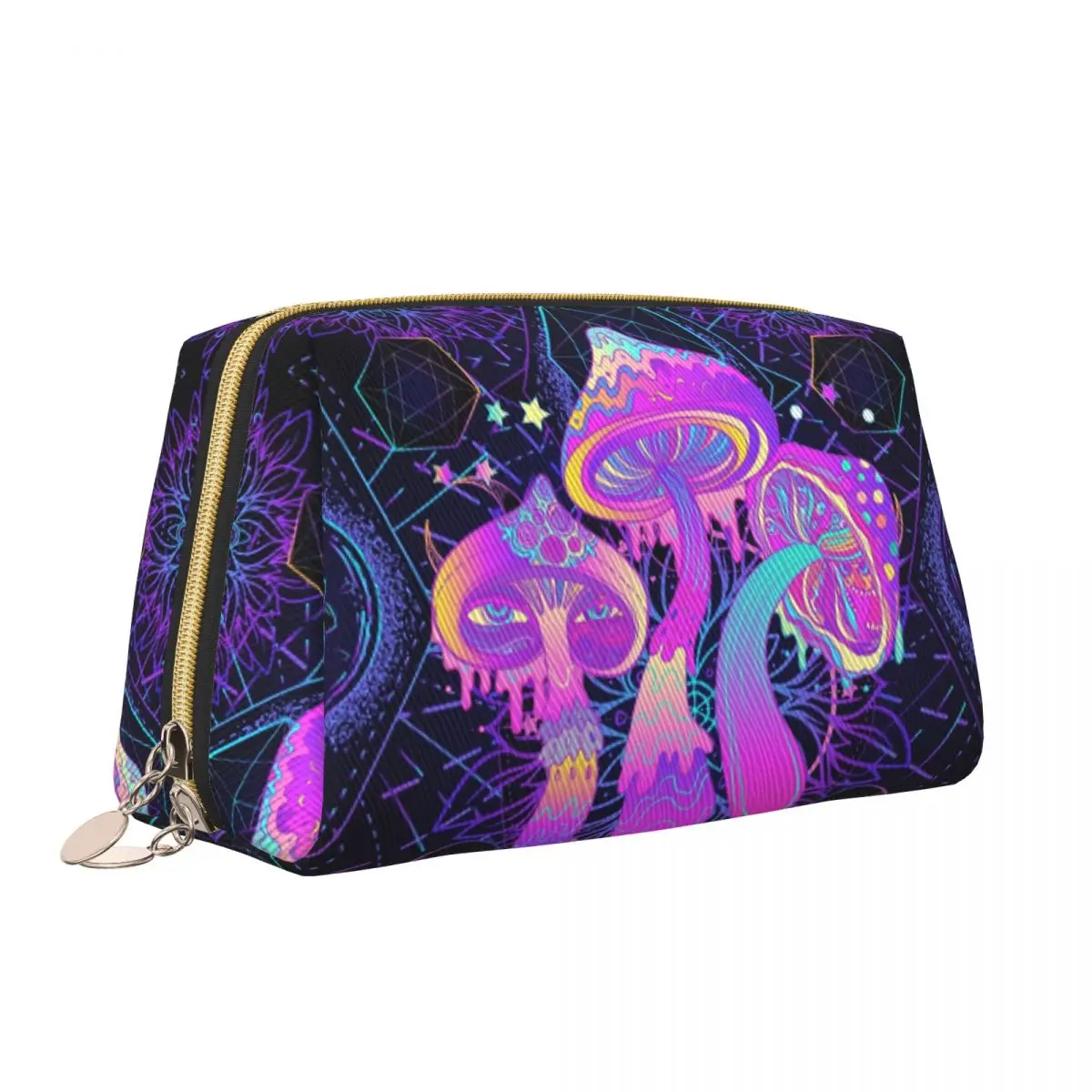 Kawaii Magic Mushroom Trippy Psychedelic Neon Pastel Goth Travel Toiletry Bag Women Makeup Cosmetic Bag Beauty Storage Dopp Kit