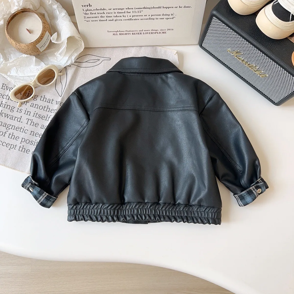 Boy Girl Casual Leather Jacket for Kids Spring Autumn New Korean Style Children's Baby Biker Long Sleeve Leather Coat