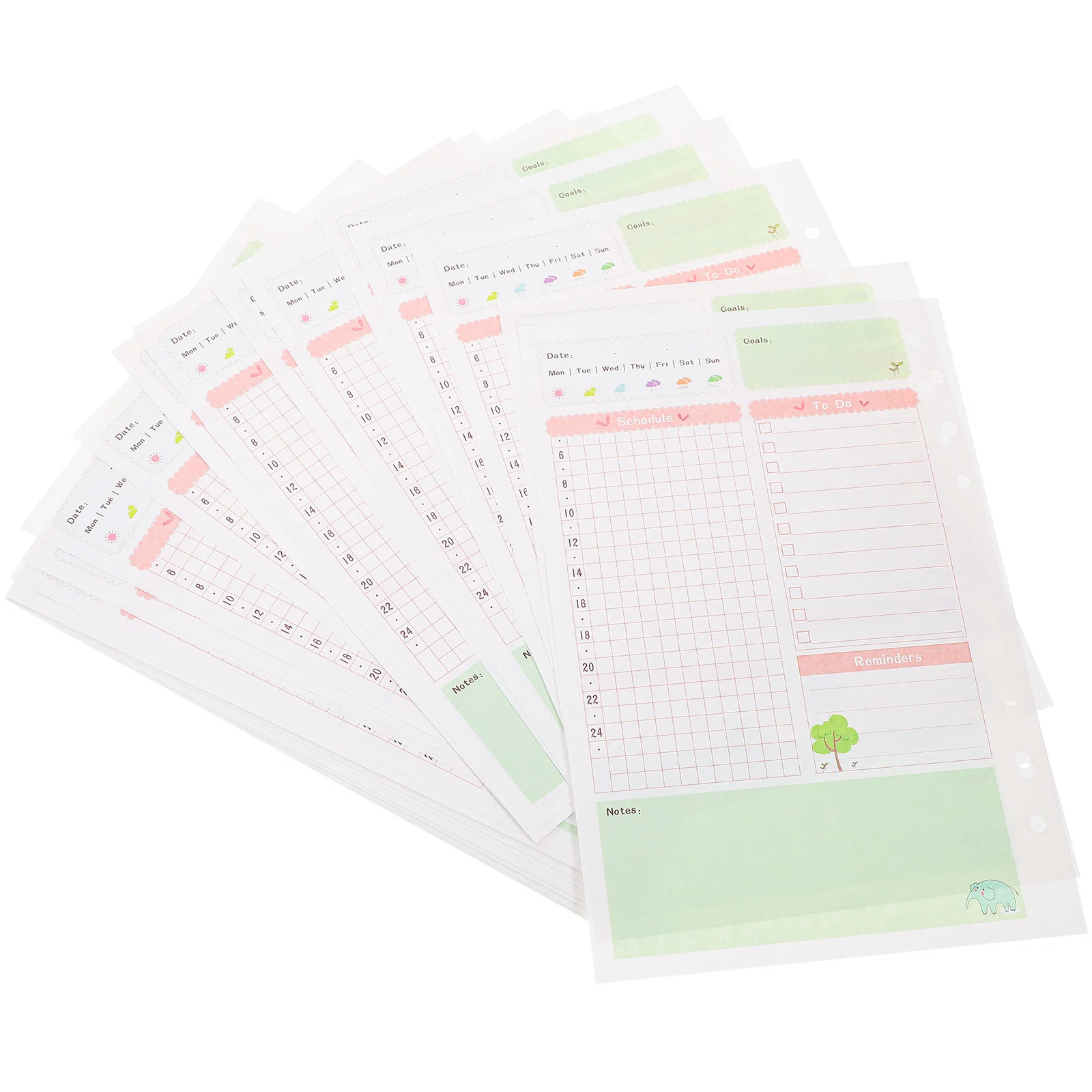 2 قطعة A5 عبوات ورق أوراق فضفاضة 6 ثقوب تصميم ملون مشرق مناسب دفتر ملاحظات حلزوني مخطط كتابة الرسم