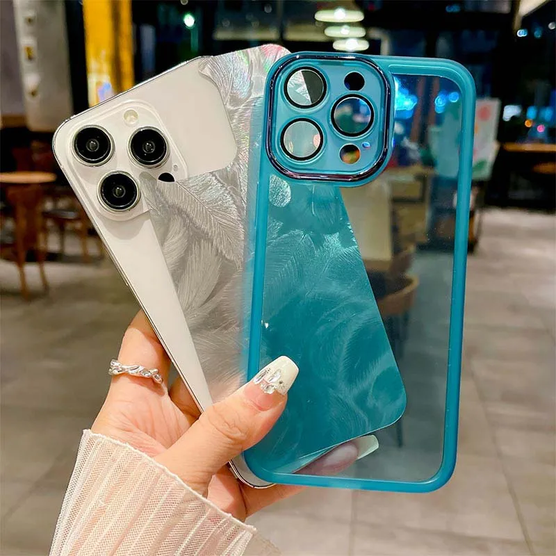 For Oneplus NORD CE3 LITE Case Solid Color Transparent Feather Glitter Soft Silicone Lens Film Back Cover