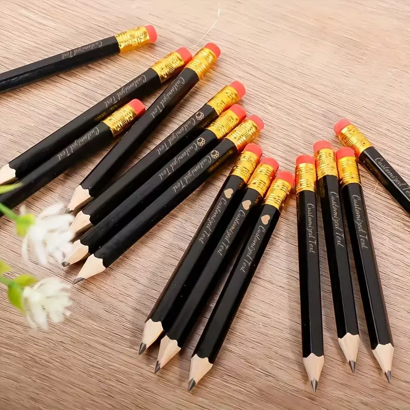 10Pcs/20Pcs/30Pcs/80Pcs/100Pcs Personalized Wooden Pencils, Customizable with Engraving of Exclusive Names, Suitable for Wedding Stationery, Portable Writing Tools, Professional Writing, Smooth Writing, Office Supplies, Student Use, Ideal for Christmas, Valentine's Day, Teacher's Day, Halloween, and the Best Choice for Gift Giving