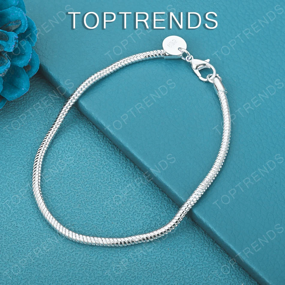 Modisches 3mm Schlangenketten-Armband aus 925 Sterling Silber für Männer und Frauen, Party, Hochzeit, Schmuck, Bankett, beliebtes Geschenk, Accessoires