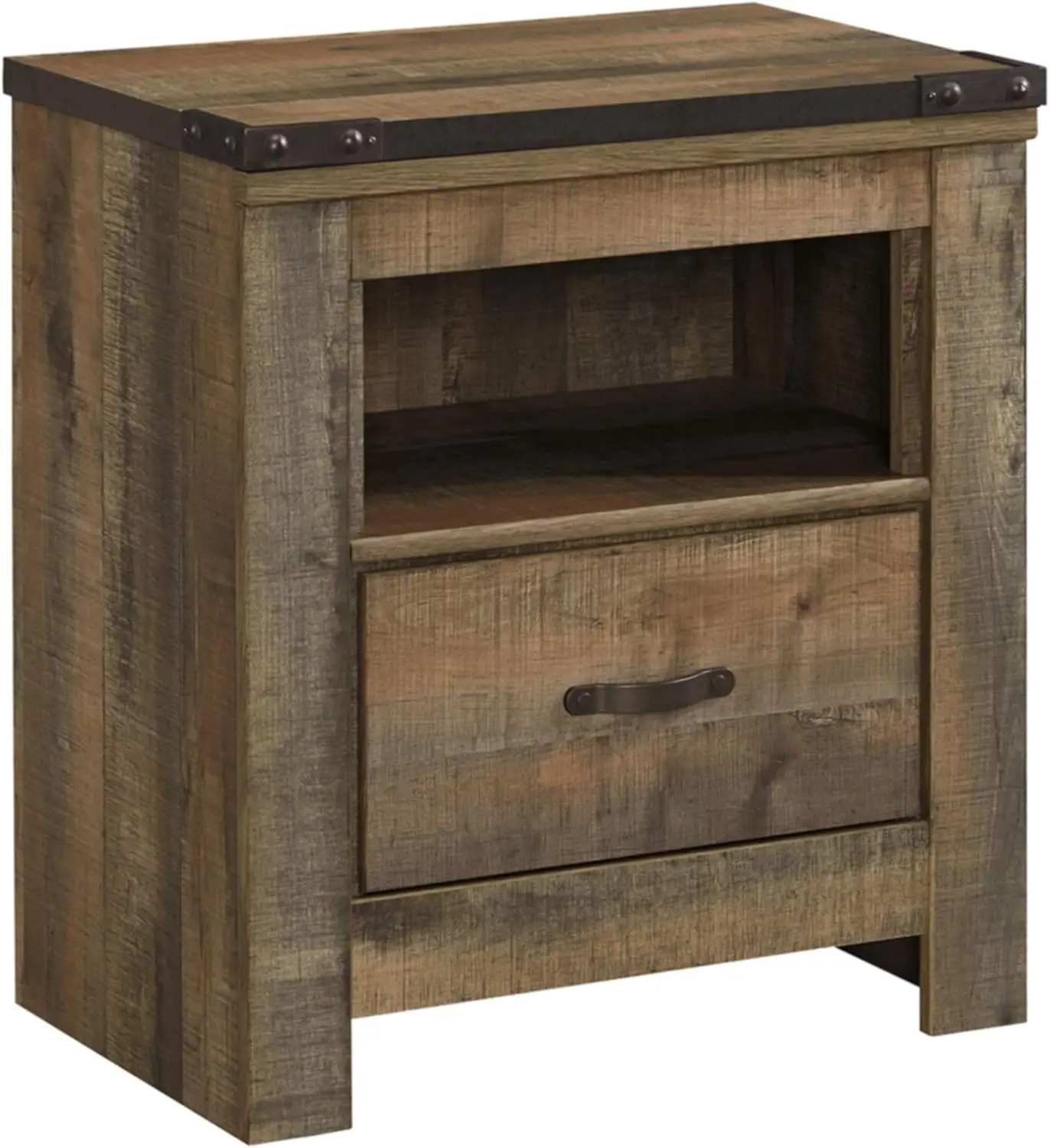 Trinell Rustic 1 Drawer Nightstand with USB Charing Stations, 26.22