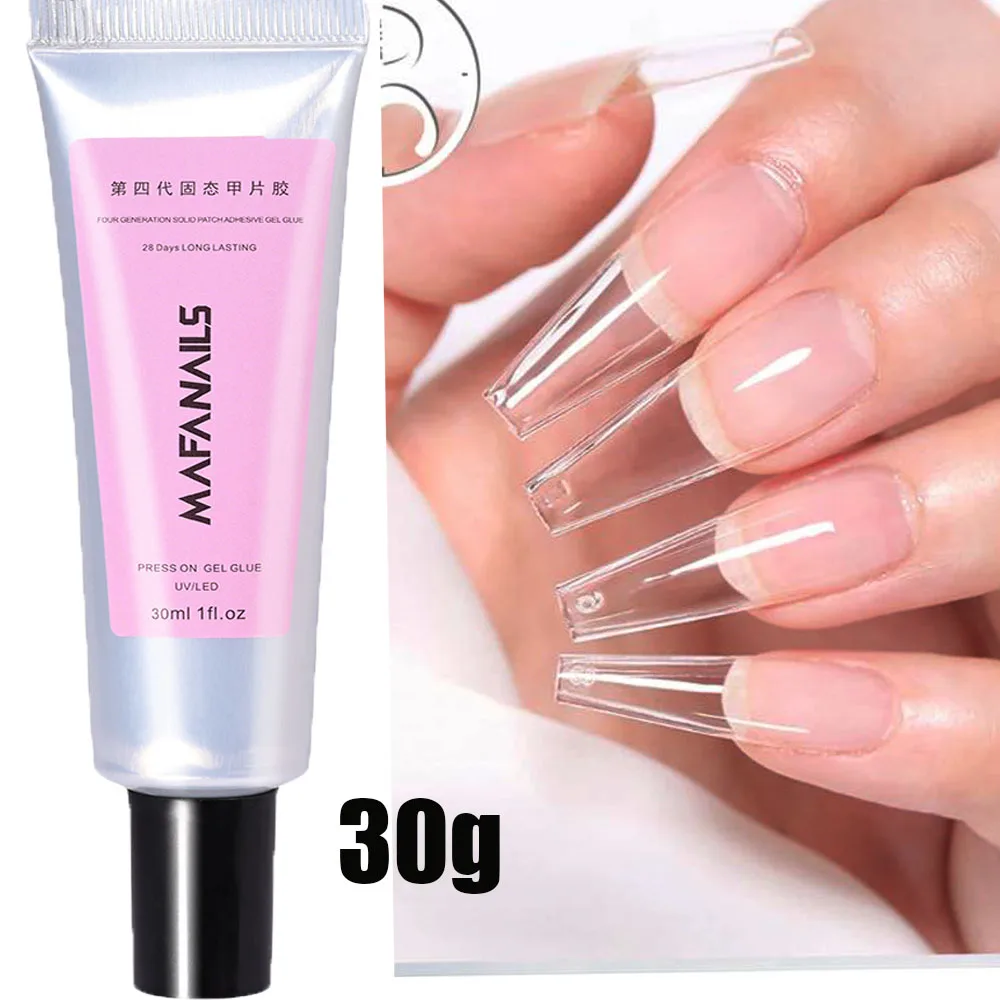 

30g Solid Strong Nail Tips Gel 1*jar False Tips Extend&Rhinestone Jewelry Adhesive Nail Gel Clear Solid Fake Nail Tips UV Glue