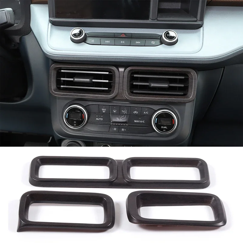 

For Ford Maverick 2022 Car Central Control Air Outlet Decorative Frame Sticker ABS Oak Grain Interior Accessories 3 Pcs