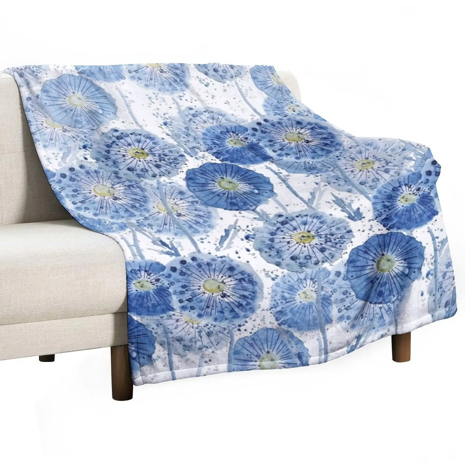 indigo dandelion pattern Throw Blanket Plaid Bed funny gift Blankets