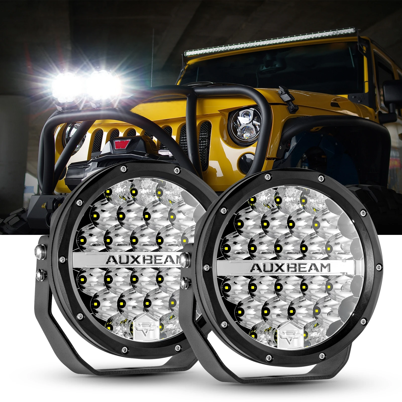 Auxbeam 7 Inch 240W Round Offroad LED Driving Lights with DRL Work Lights