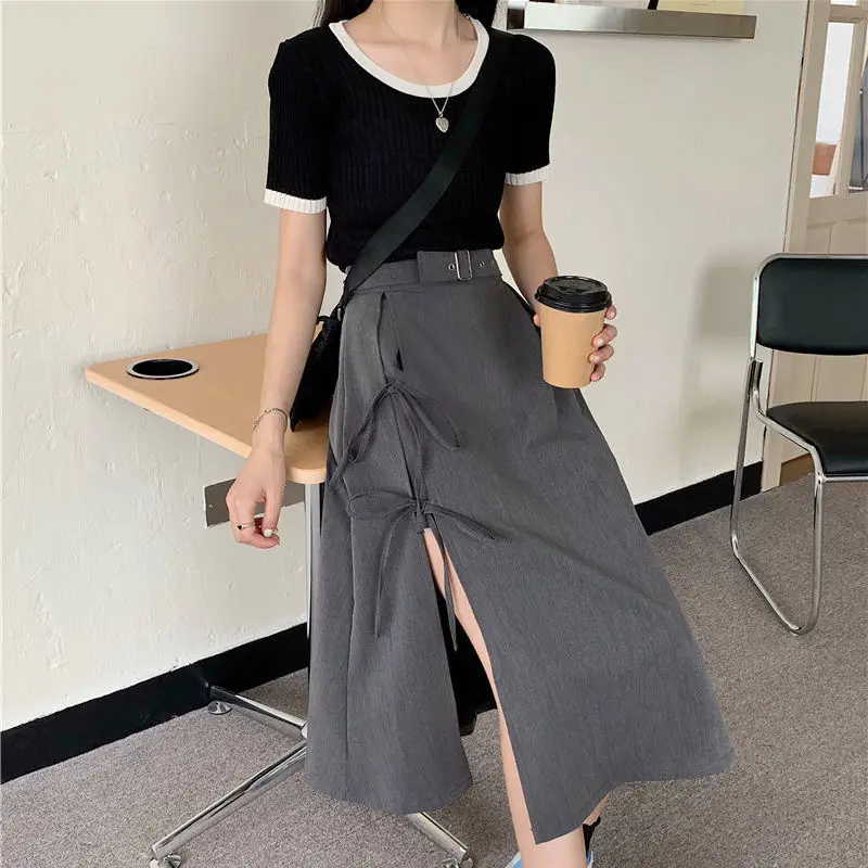 Long Skirt Women Solid Simple All Match High Waist Womens Korean Fashion Females Casual Comfortable Vintage Harajuku Soft