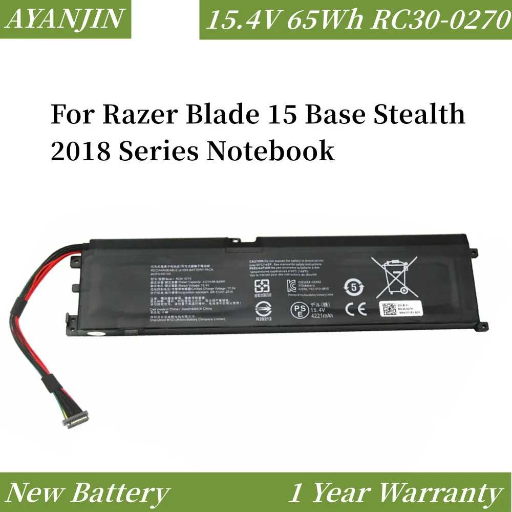 RC30-0270 15.4V 65WH Laptop Battery for Razer Blade 15 Base Stealth 2018 Series Notebook RZ09-03006 RZ09-0270 RZ09-02705E75-R3U1