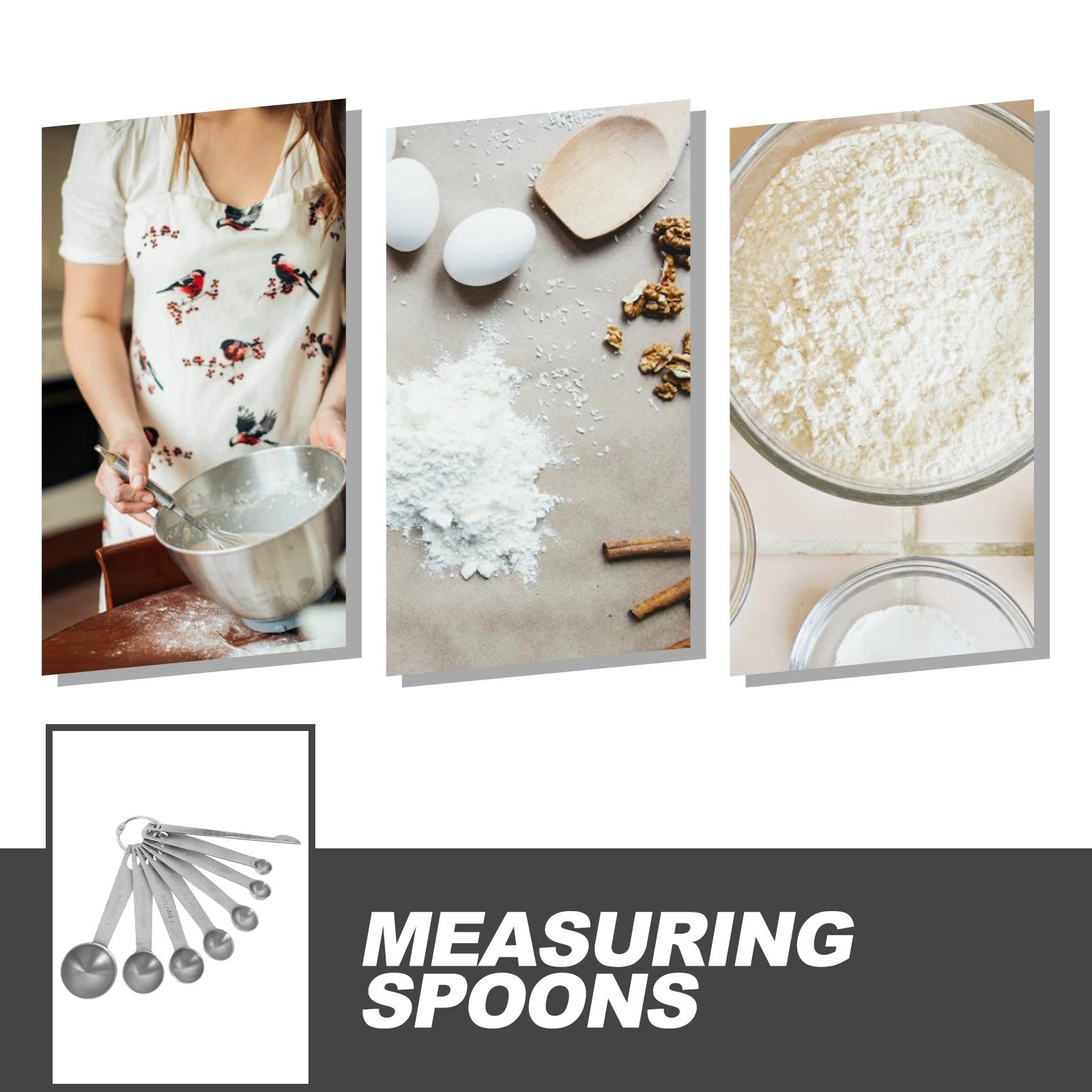 

8pcs Stainless Steel Measuring Spoons Set Compact Coffee Spoon for Sugar Powder Kitchen Tea Restaurant Reusable
