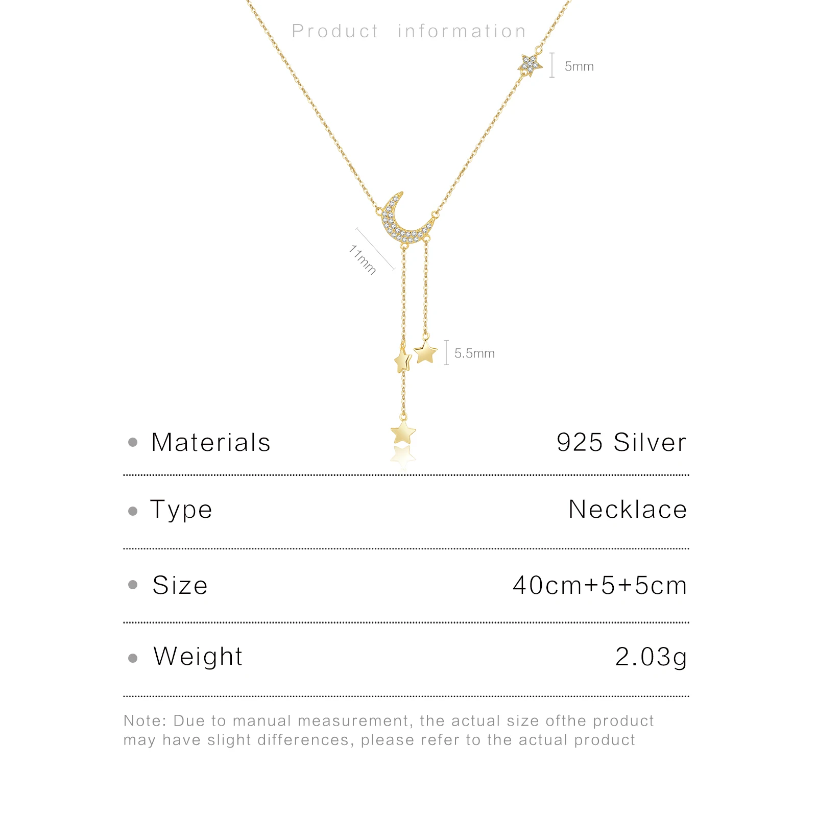 ANDYWEN 925 Sterling Silver Gold Moon Star Chain Pendant Necklace Long Chain Women Luxury Jewelry 2021 Wedding Clear Zircon Gift