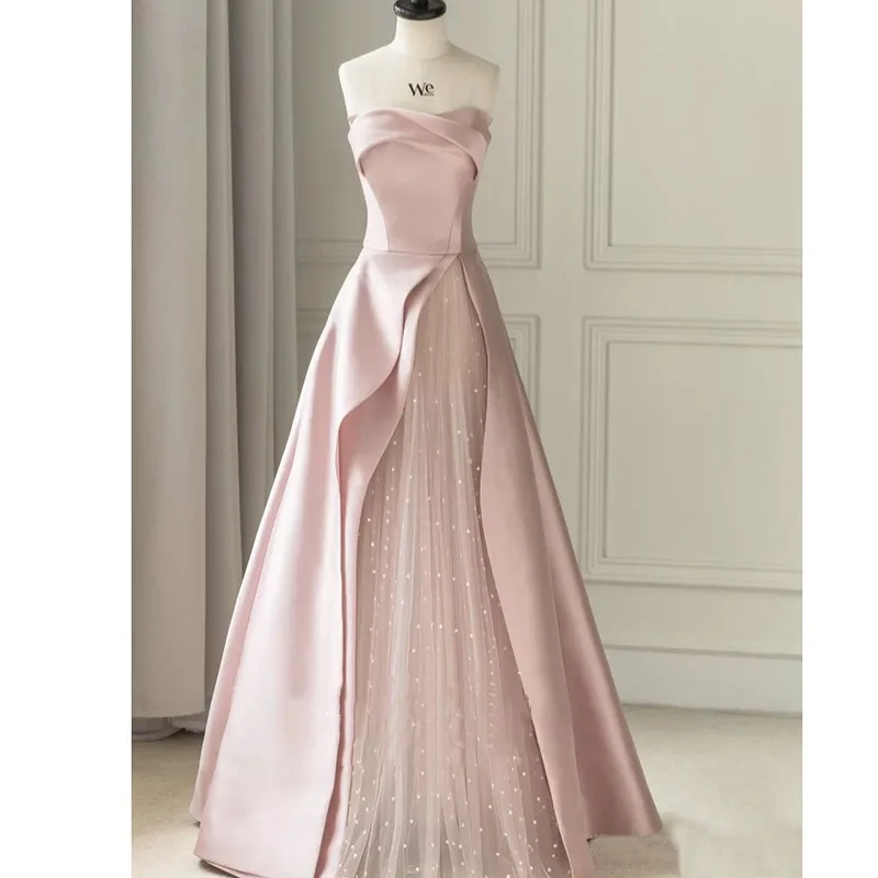 2024 Strapless Evening Dress for Women Off Shoulder Elegant Party Dress Sequin Dress for Summer