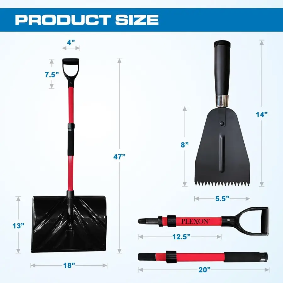 

Collapsible Snow Shovel for Driveway Lightweight Plastic Snow Pusher for Snow Removal with Ice Scraper Ice Chopper Folding for C