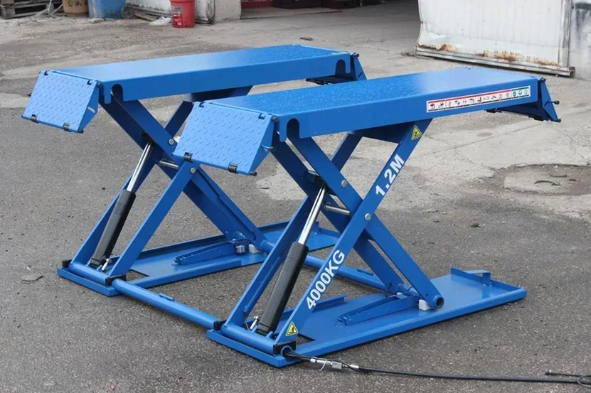 

Customized 1.2m/1.4m/1.6m movable Scissor car lift 4000kg mid rise car crane with hydraulic double cylinders Hot sales