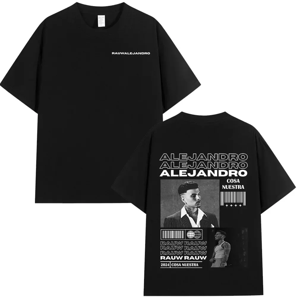 Singer Rauw Alejandro Cosa Nuestra T-shirt Mens Women Vintage Fashion Short Sleeve T Shirt 100% Cotton Casual Oversized T-Shirts