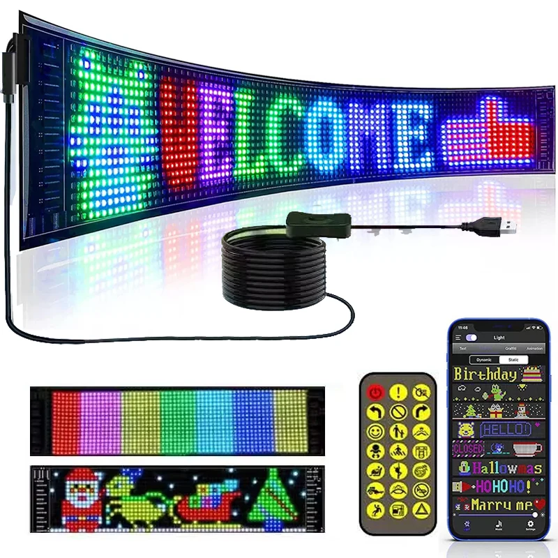 LED Matrix Pixel Panel DIY Programmable Flexible LED Display Demon Eyes Car LED Logo Bluetooth App Control Scrolling Night Light