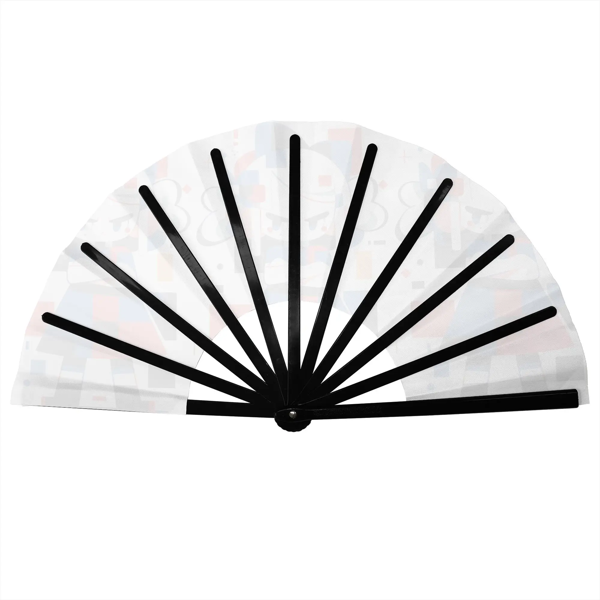 Mondrian Girl  Folding Hand Fan DIY Plaid Abstract Art  Polyester Fabric Fan Fashion Summer Accessory Decorative Fans