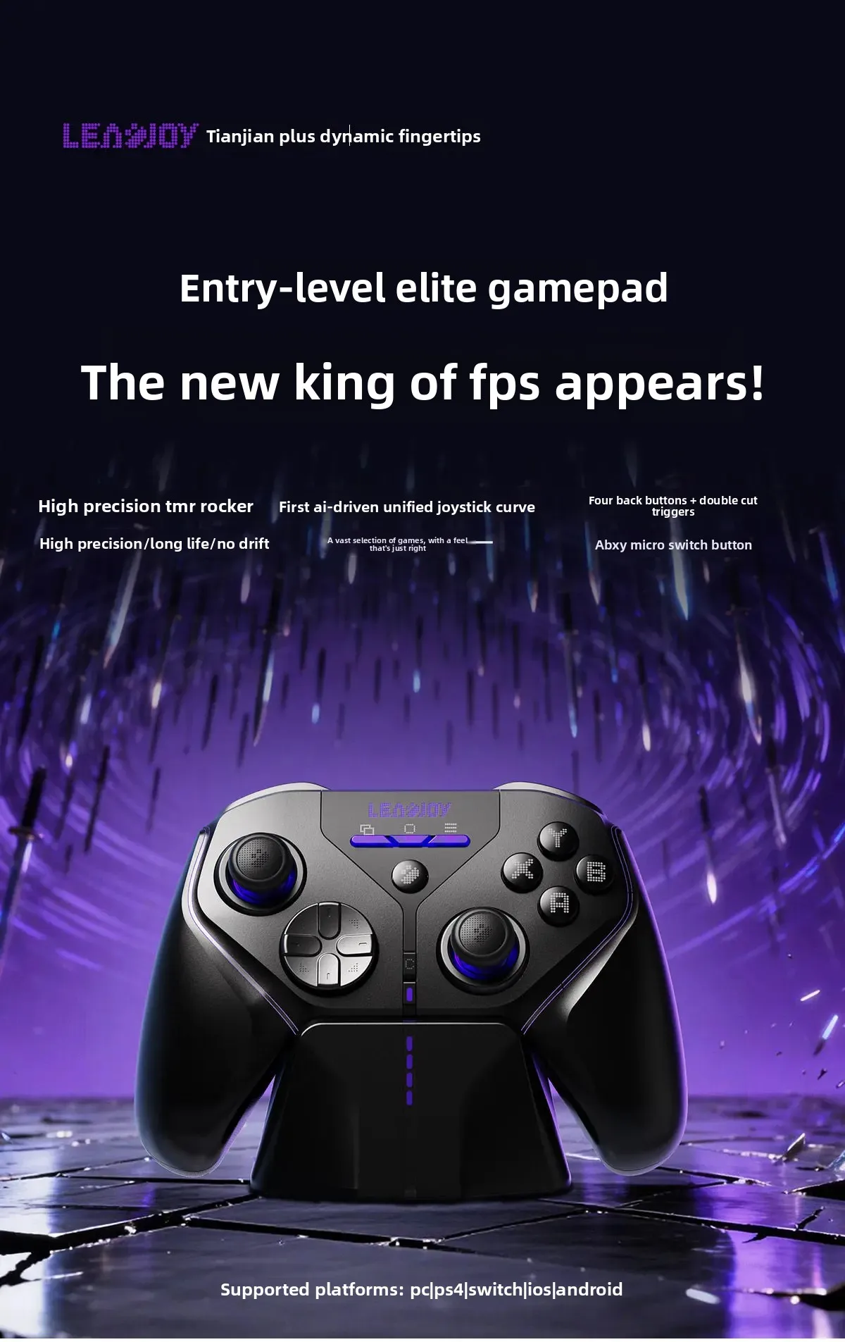 

LeadJoy XENO PLUS Game Controller Motion Shooting TMR Joystick ABXY Micro Button Hall Linear Trigger Gamepad for PC APEX FPS 3A