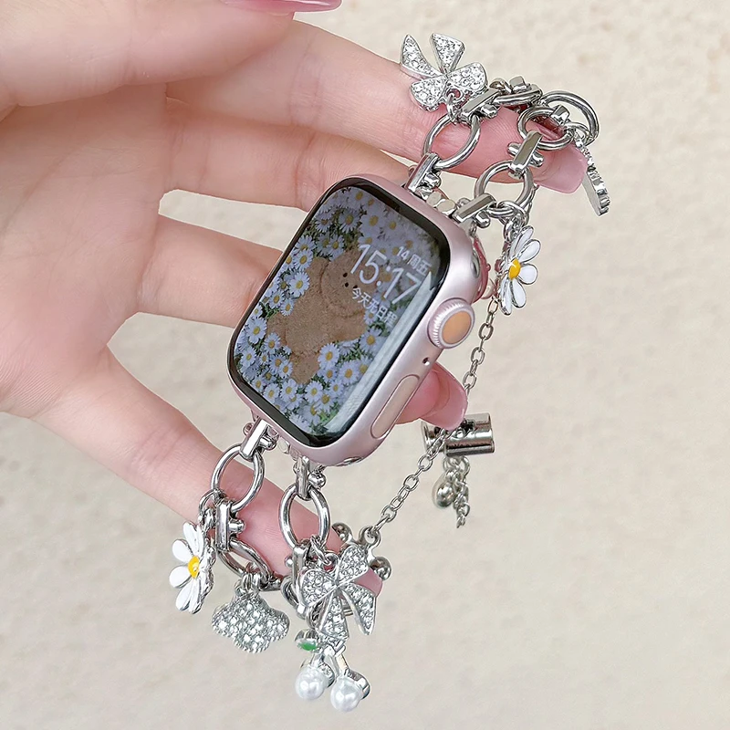 Schmuckarmband für Apple Watch 10 Band 46 42 mm 9 8 7 41 45 mm Damenarmband iWatch Serie 6 5 4 3 SE Ultra 2 49 mm 38 44 40 mm