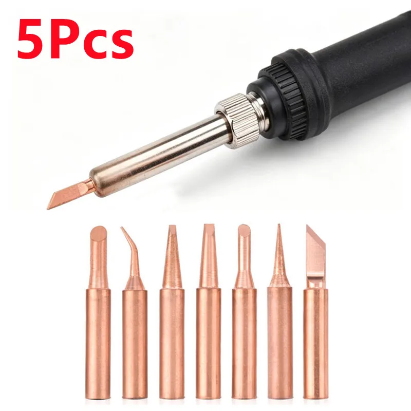 5Pcs Solder Iron Tip Soldering Tips Pure Copper Low Temperature Soldering Iron Solder Tips Station Tool 900M-T-I Solder Tips