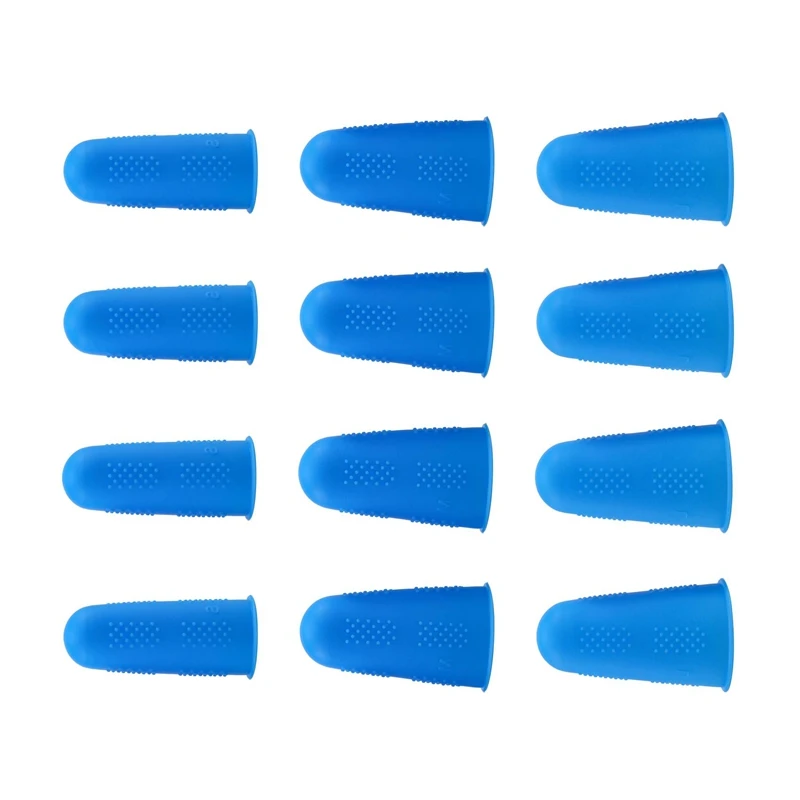 12 Pieces Finger Cots Silicone Finger Protection Covers Caps Fingertip Protectors Heat Resistant Finger Sleeves 3 Sizes