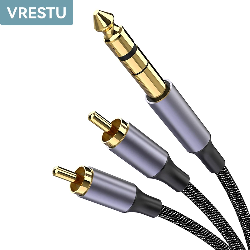 Podwójne gniazdo kabel Audio RCA 6.5mm do RCA 6.35mm typ C кабель 3 5 Jack do 2 RCA dla wzmacniaczy TV PC głośnik DVD zestaw kina domowego