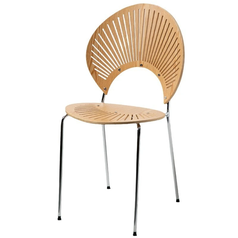 

Nordic solid wood shell chair home backrest chair retro medieval simple dining table makeup chair