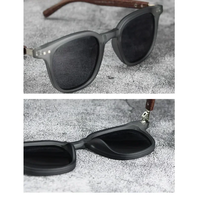 Sunglasses for Men Women's Trendy Retro Wood Grain Polarized UV Protection Eyewear Cycling Outdoor Street Photography - view 5