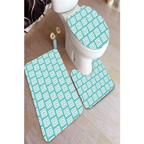 Inca Carpet Antibacterial Washable Non-Slip Dot Sole 3'lü Toilet Seat Pad (60CM x 100CM - 55CM x 60CM - 47CM x 50CM) İNKZ6095